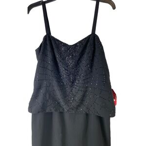 Karen Miller beaded sequin black formal gown dress nwt 12 black